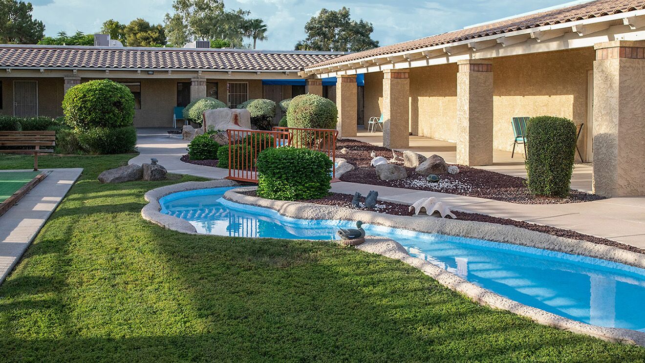 Pool and poolside area at Madison Meadows.